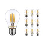 Mehrfachpackung 10x Noxion Lucent LED E27 Birne Fadenlampe Klar 4.5W 470lm - 822-827 Dim To Warm | Dimmbar - Ersatz Für 40W