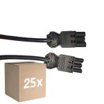 Mehrfachpackung 25x Noxion GST - Kompatibel Verlängerungskabel Schwarz - Männlich + Weiblich - 1m - 3 pole 1,5mm2