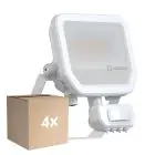 Lot 4x Ledvance Projecteur LED Aluminium Blanc 17W 2200lm 100D - 830 Blanc Chaud | IP65 - Détecteur de Mouvement et de Lumière - Symétrique